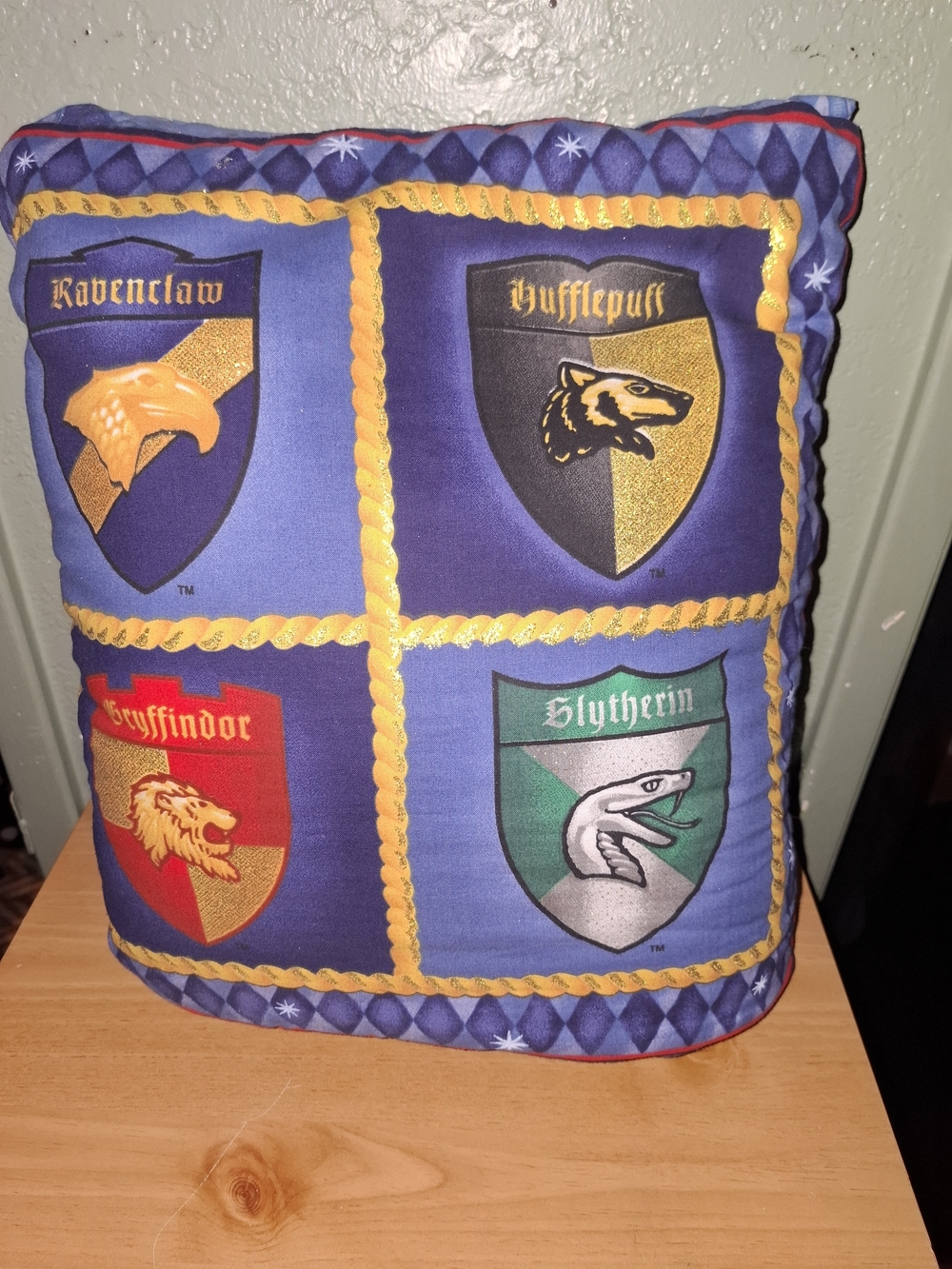 Warner Bros. Hogwarts House Crest Accent Pillow - Blue with Red, Green, Gold
